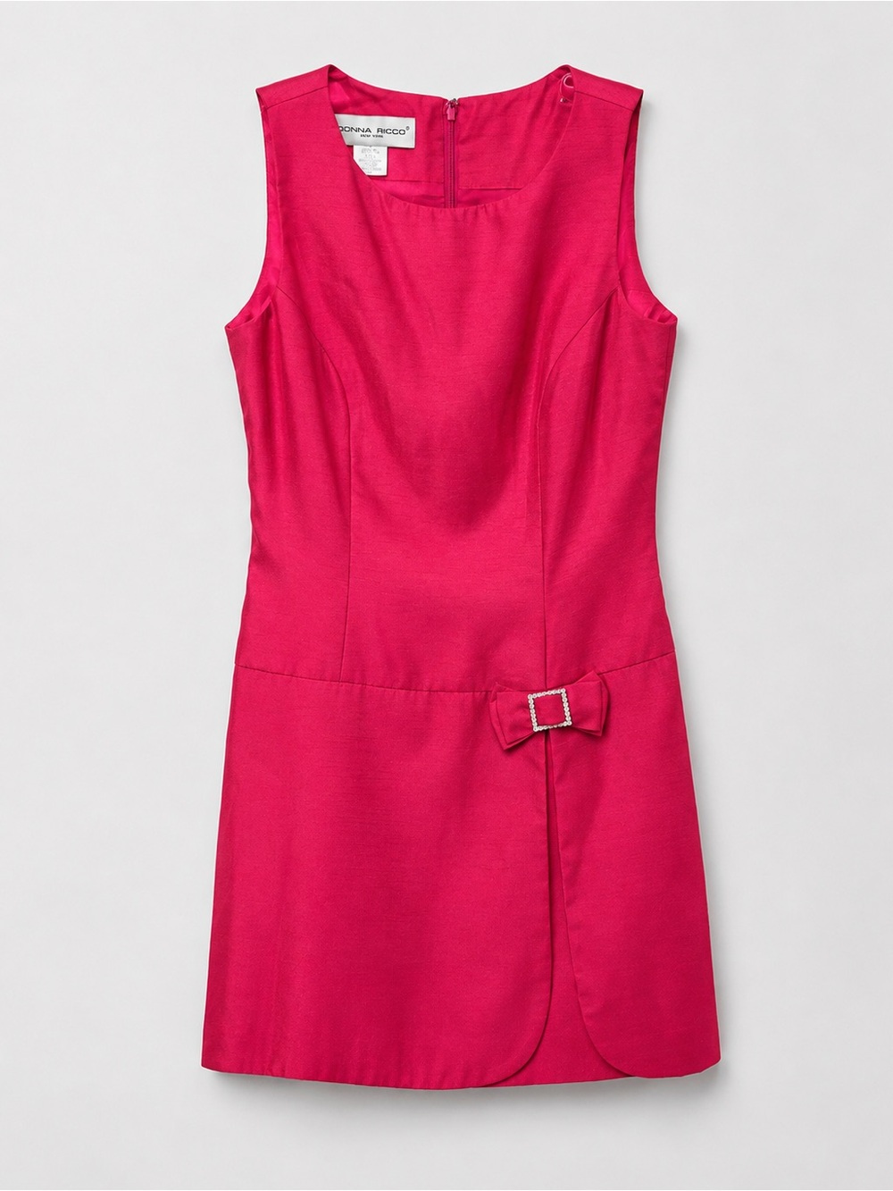Donna Ricco New York Fuchsia Pink Sheath Dress Bow Accent Size 4